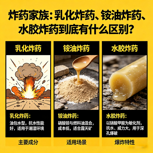 凉城炸药家族：乳化炸药、铵油炸药、水胶炸药到底有什么区别？